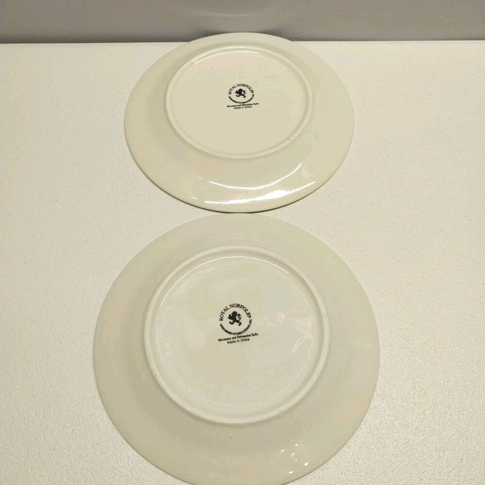 Royal Norfolk Lemon Salad Plates 7.5" Set of 2 Yellow Fruit Dessert - Picture 5 of 9